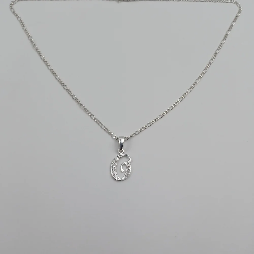 925 sterling silver alphabet letter O pendant‎ necklace